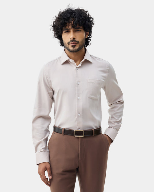 Beige Textured Shirt - Maky