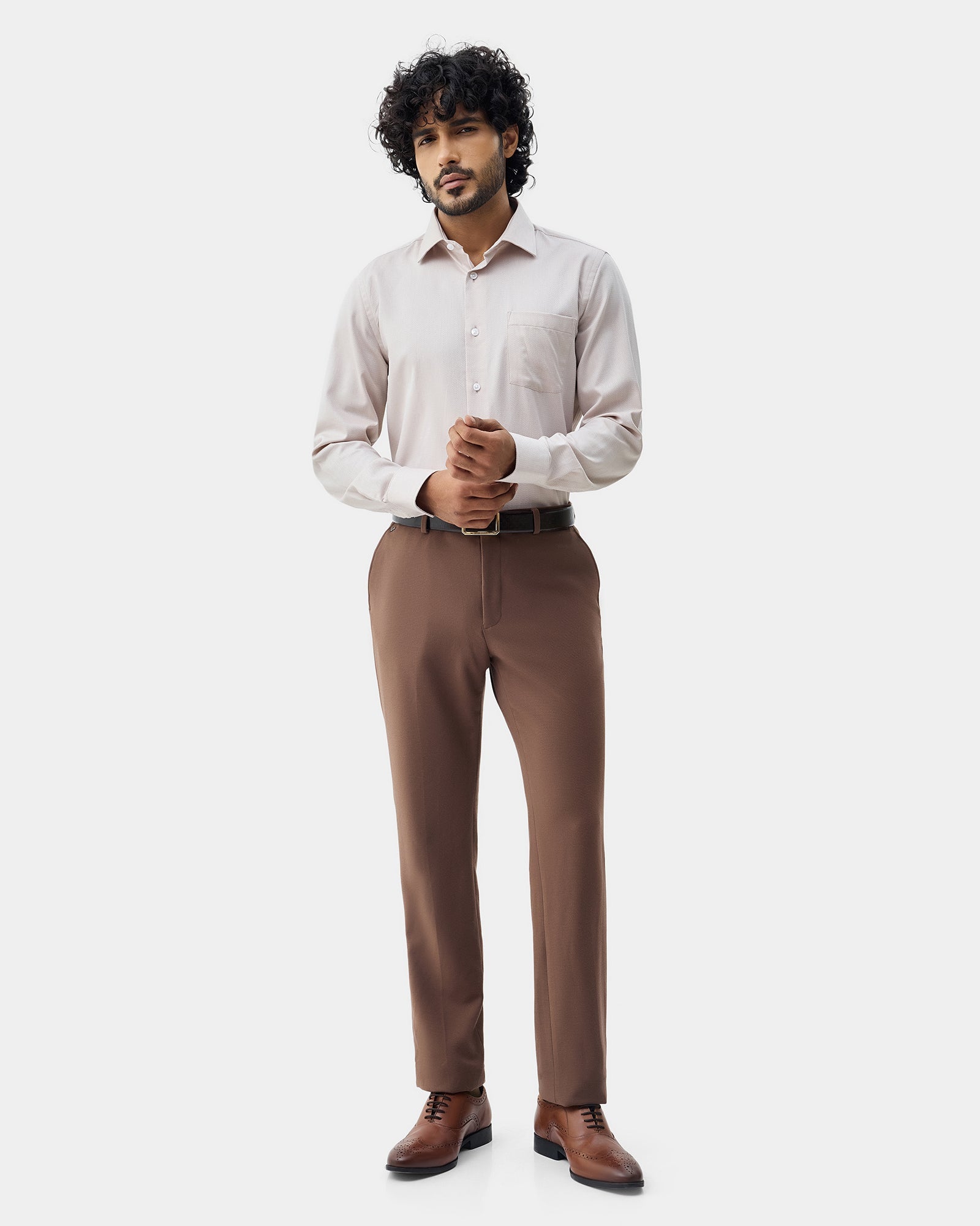 Beige Textured Shirt - Maky