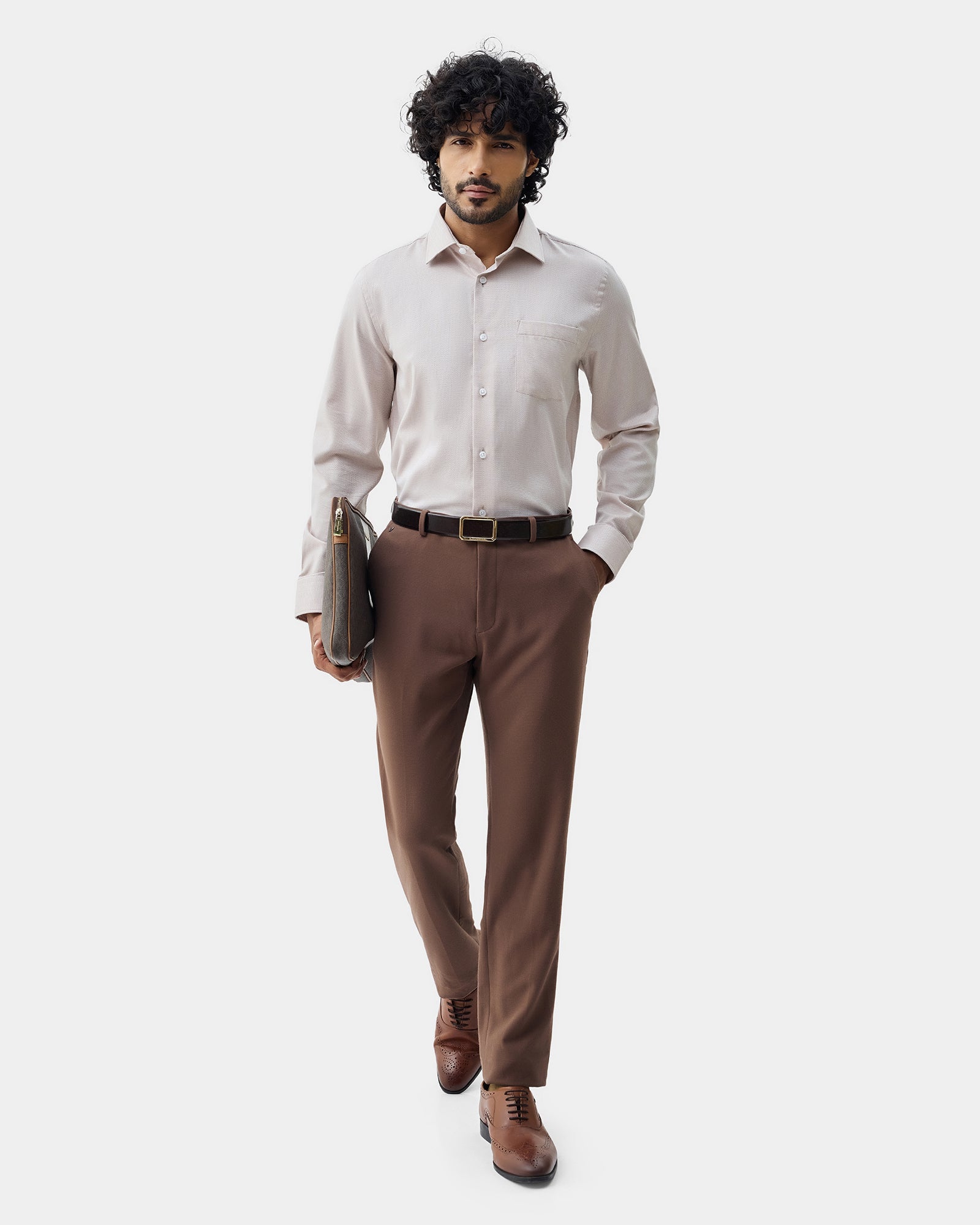 Beige Textured Shirt - Maky
