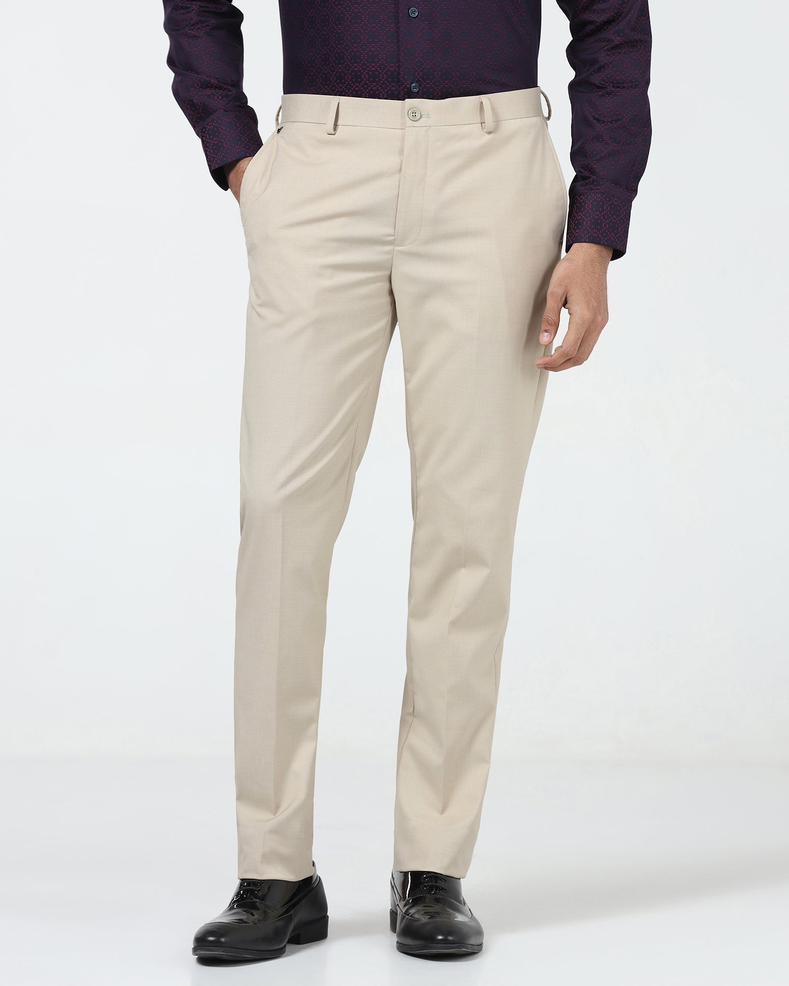 Beige Textured Trouser - Bernardo