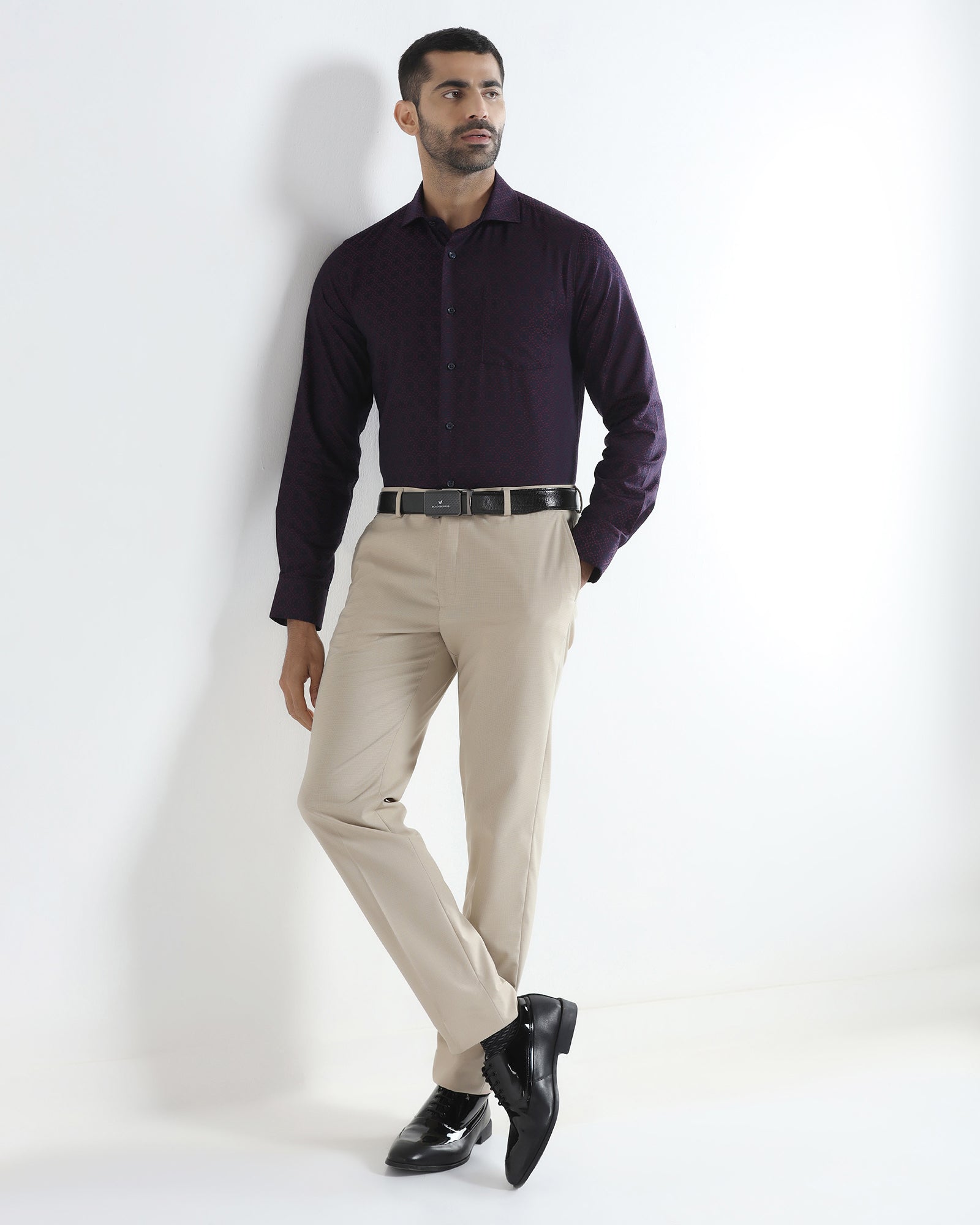 Beige Textured Trouser - Bernardo