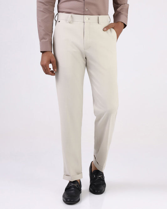 Beige Textured Trouser - Marta
