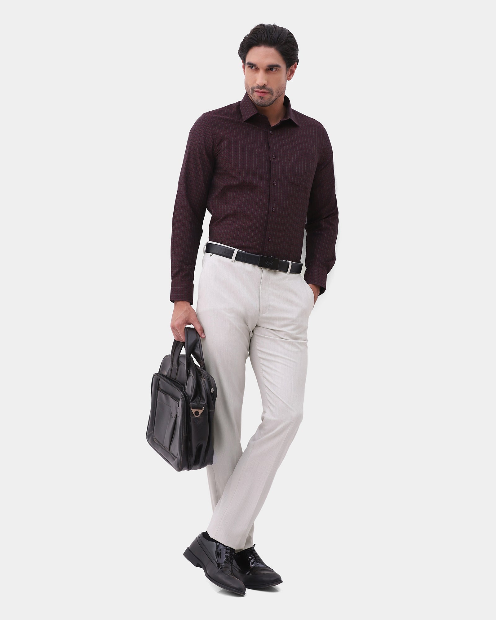 Beige Textured Trouser - Thaer