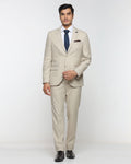 Beige Two Piece Textured Suit - Brim