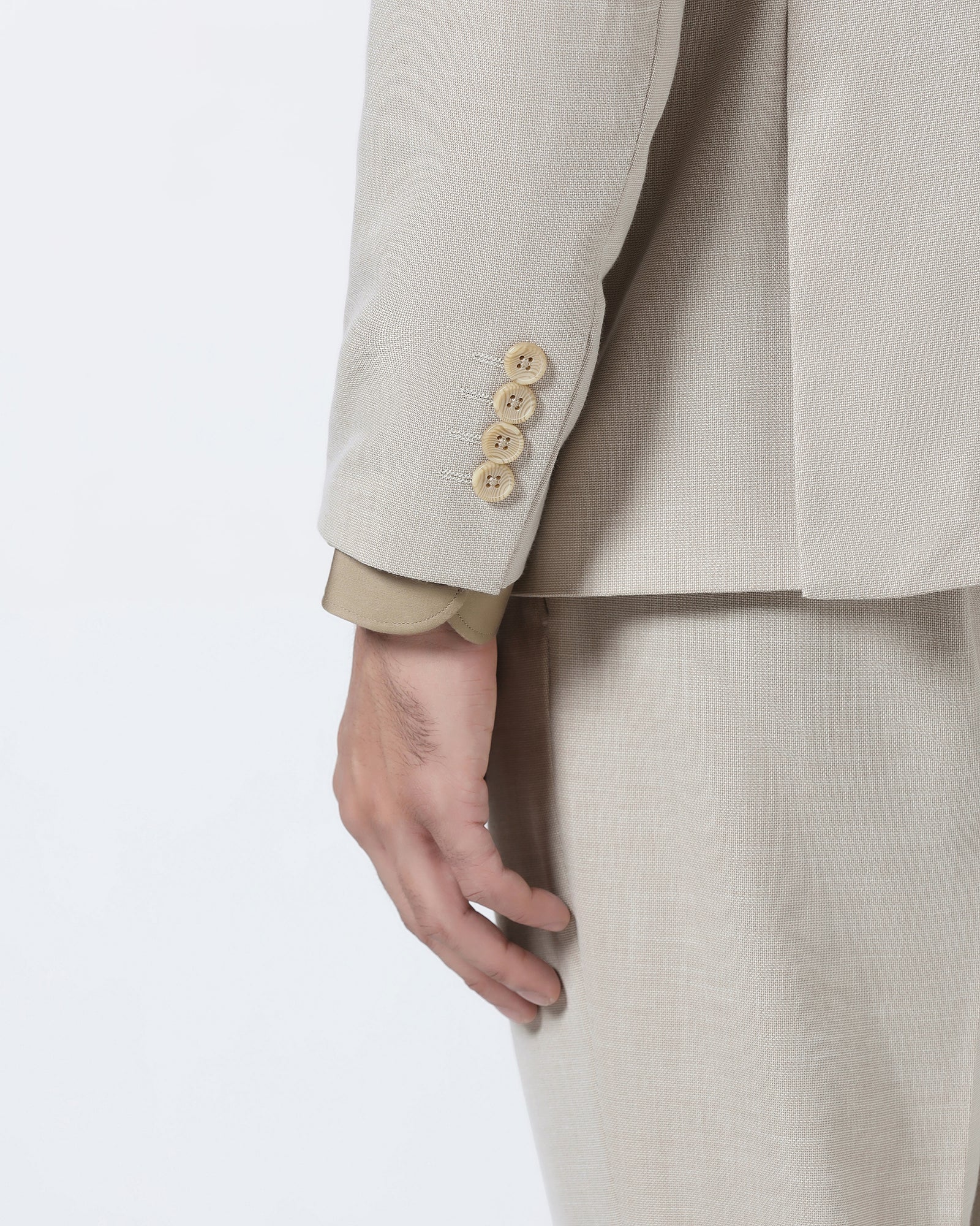 Beige Two Piece Textured Suit - Rex