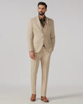 Beige Three Piece Textured Suit - Rotex