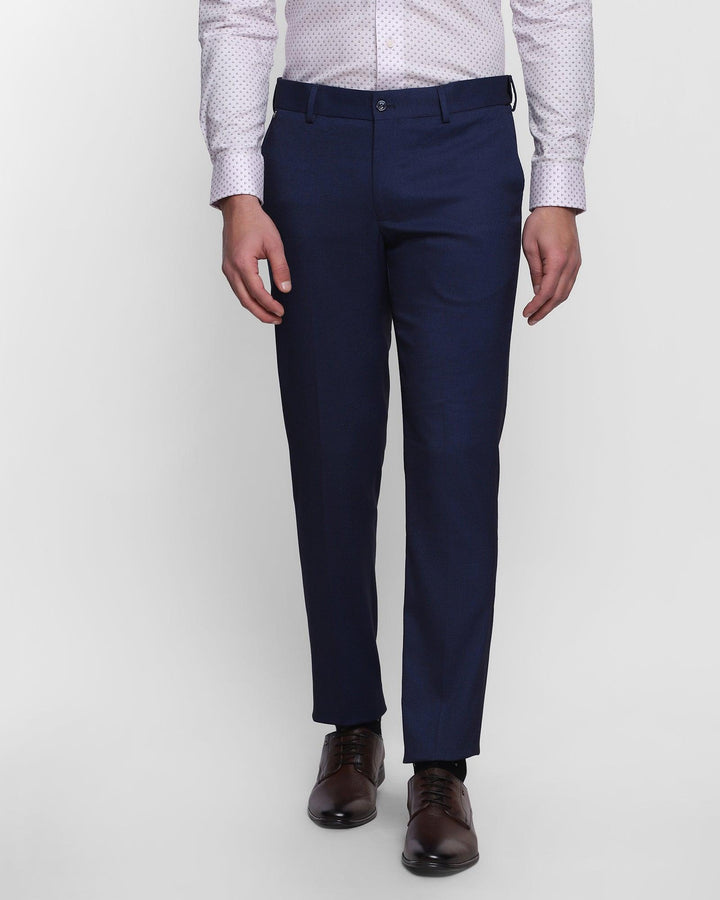 Straight B-90 Formal Navy Textured Trouser - Biron