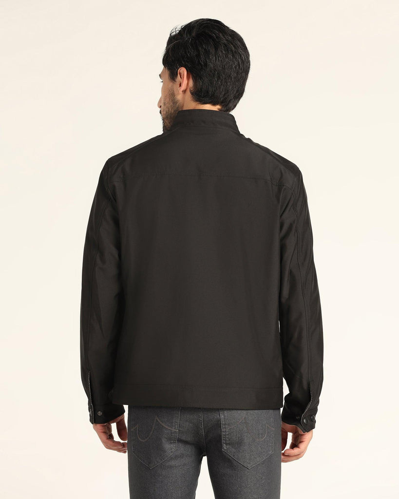 Reversible Black Solid Zipper Jacket - Levin