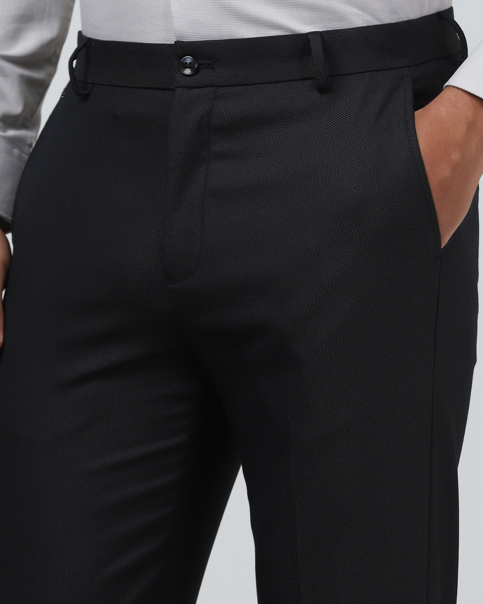 Black Textured Trouser - Alan