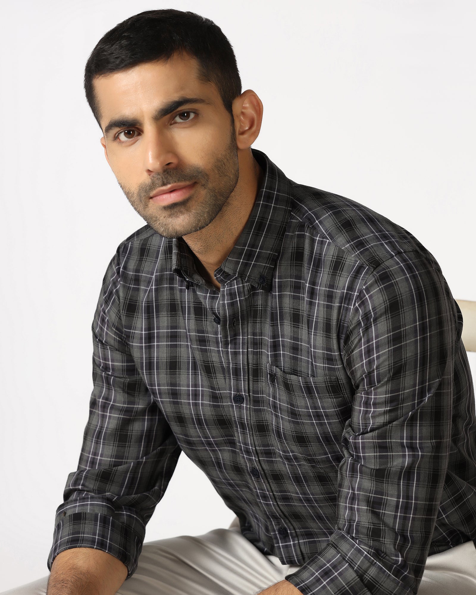 Buy Black Check Shirt From Yahiko Collection Online