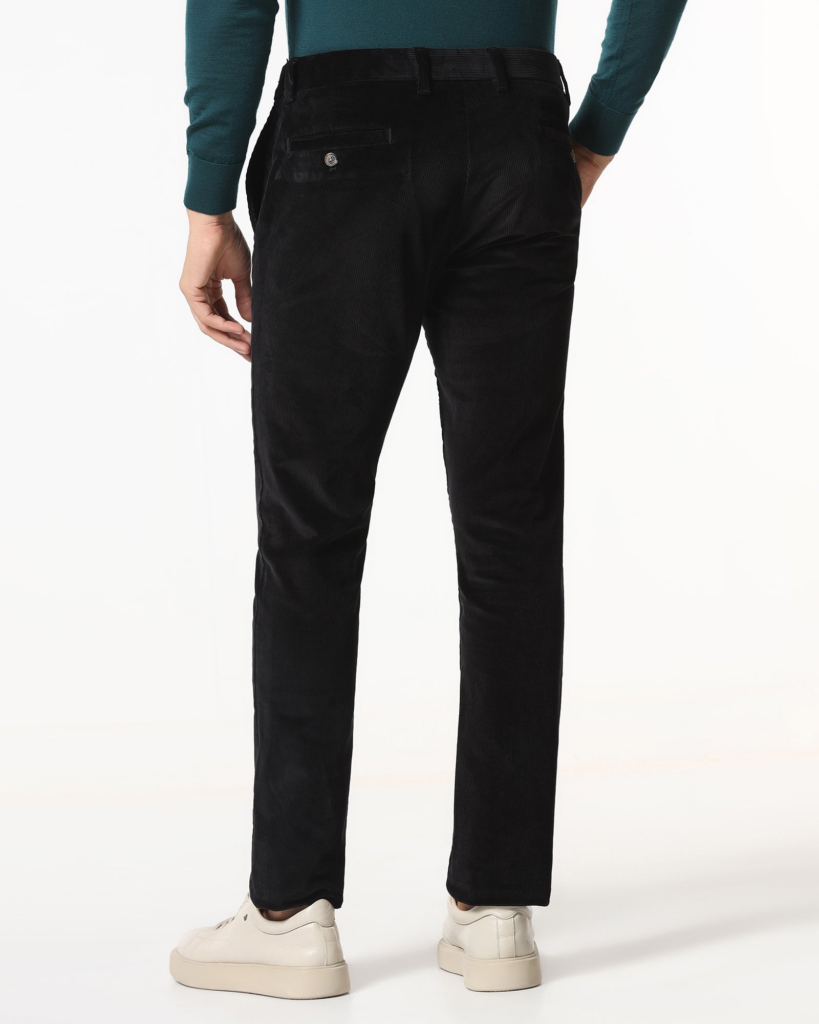 Black Corduroy Solid Khakis - Gerone