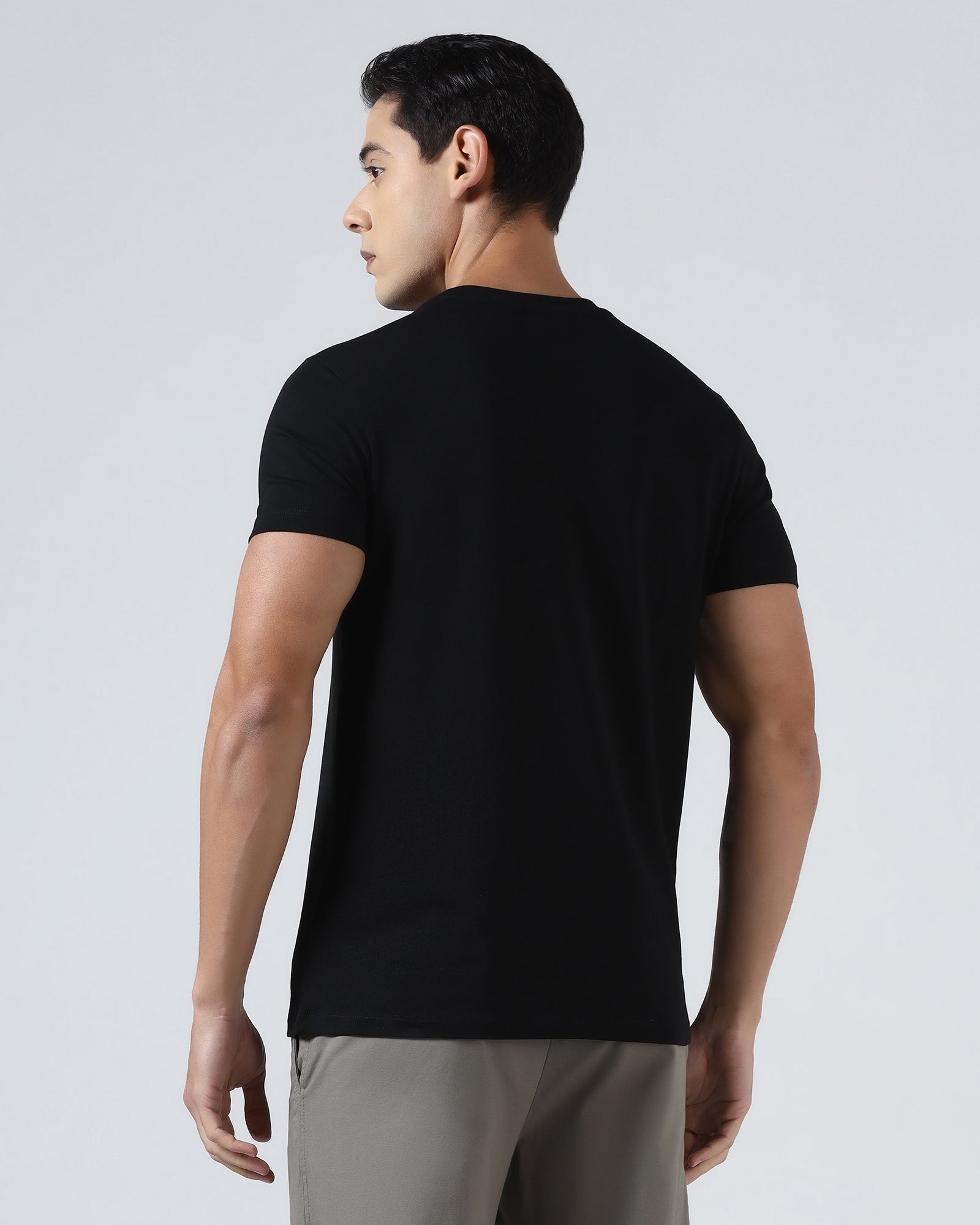Black Crew Neck Printed T-Shirt - Jean
