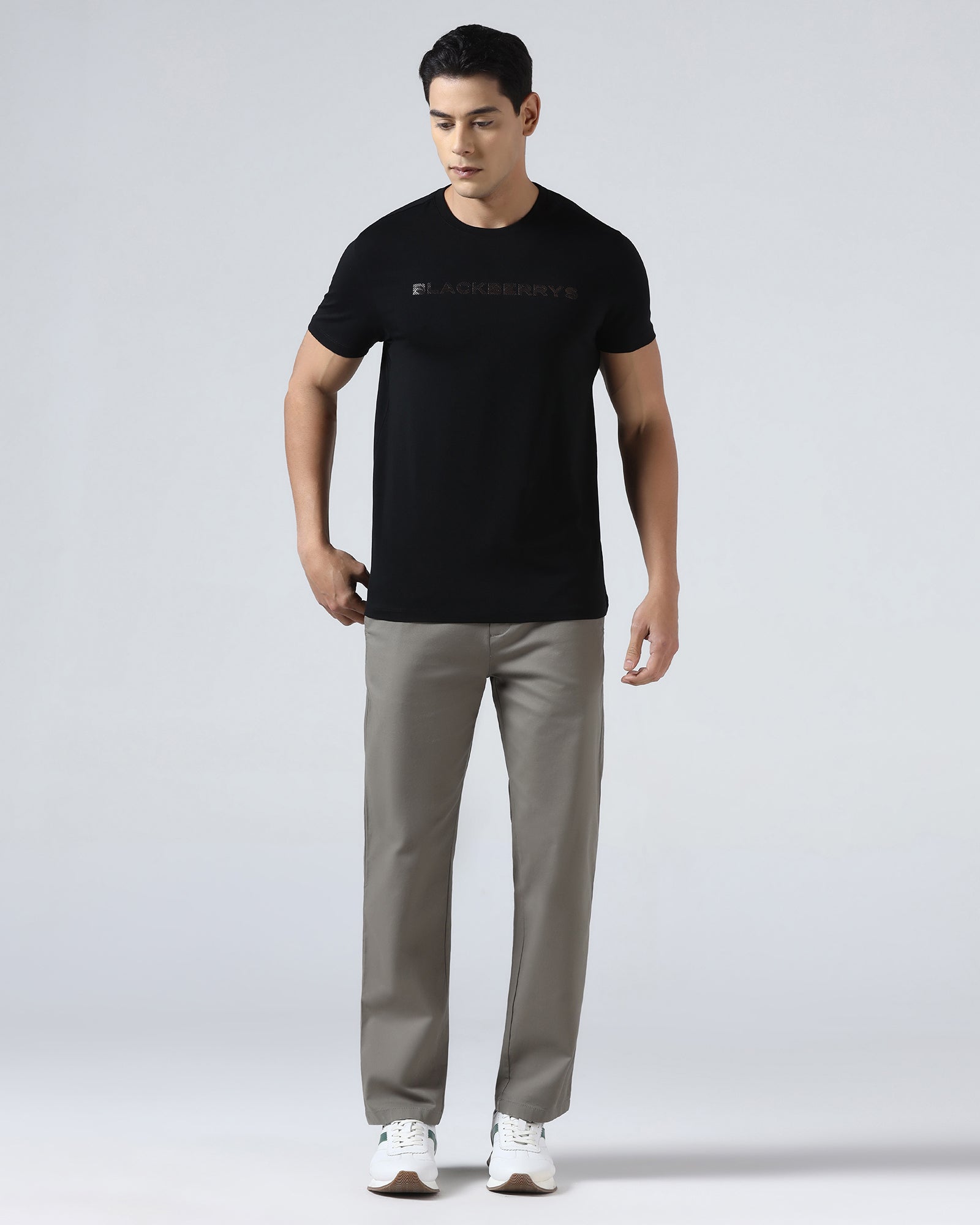 Black Crew Neck Printed T-Shirt - Jean