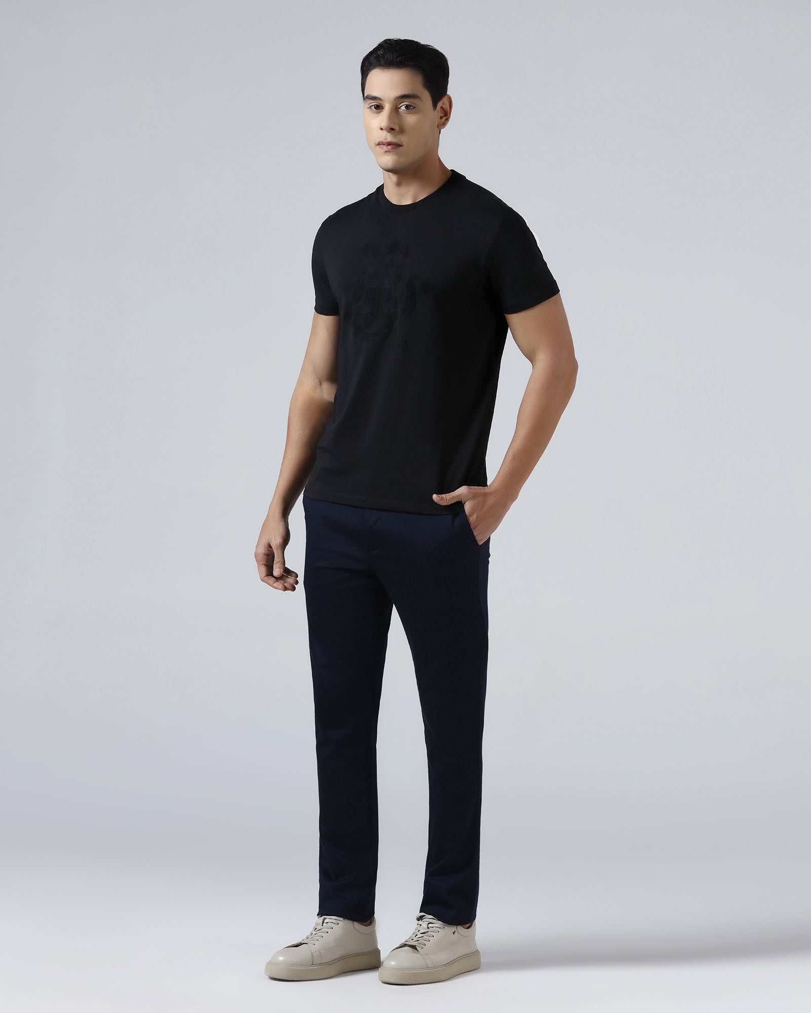 Black Crew Neck Printed T-Shirt - Misa