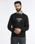 Black Crew Neck Solid Sweatshirt - Bling