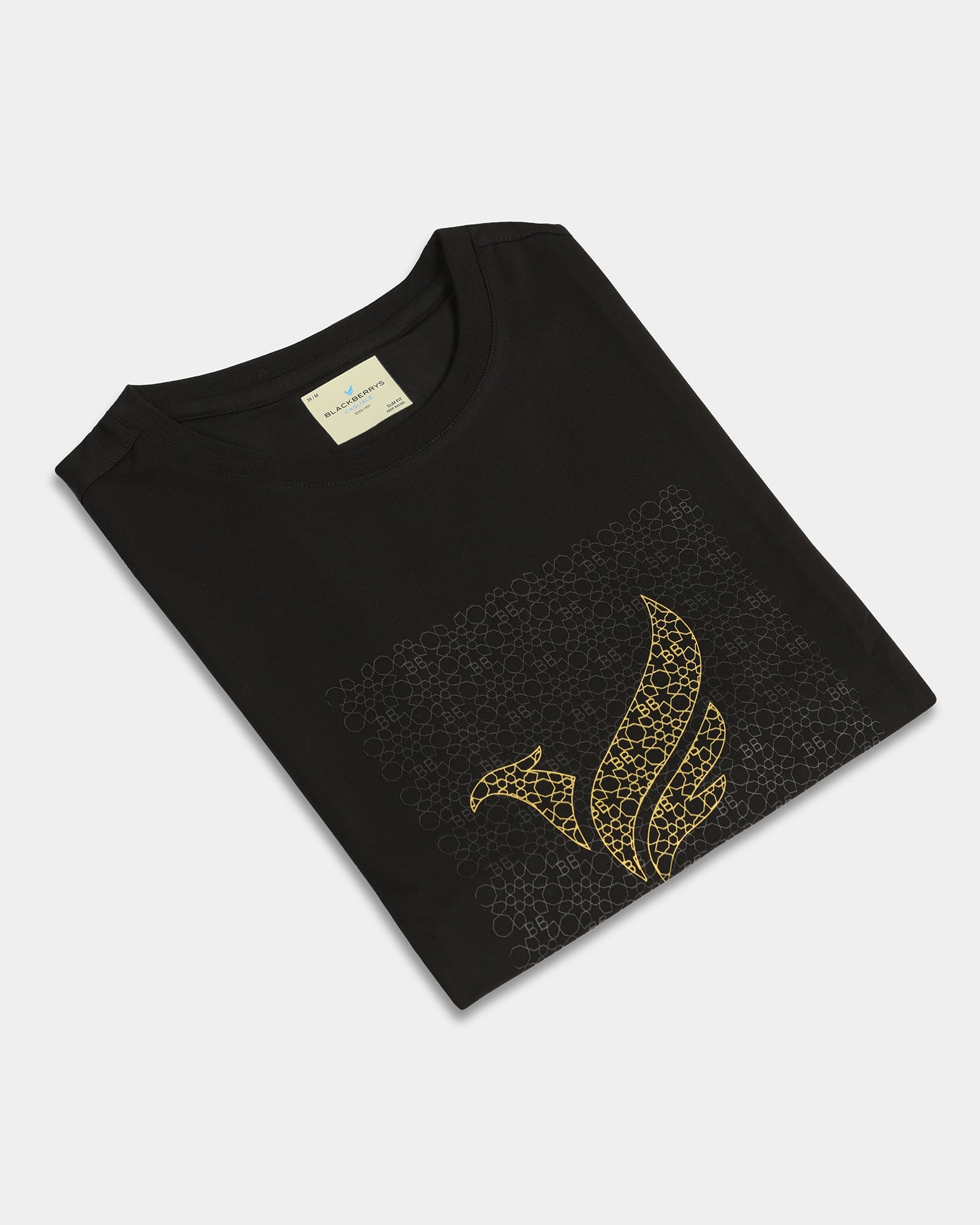 Black Crew Neck Solid T-Shirt - Fly