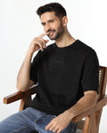 Black Crew Neck Solid T-Shirt - Toss