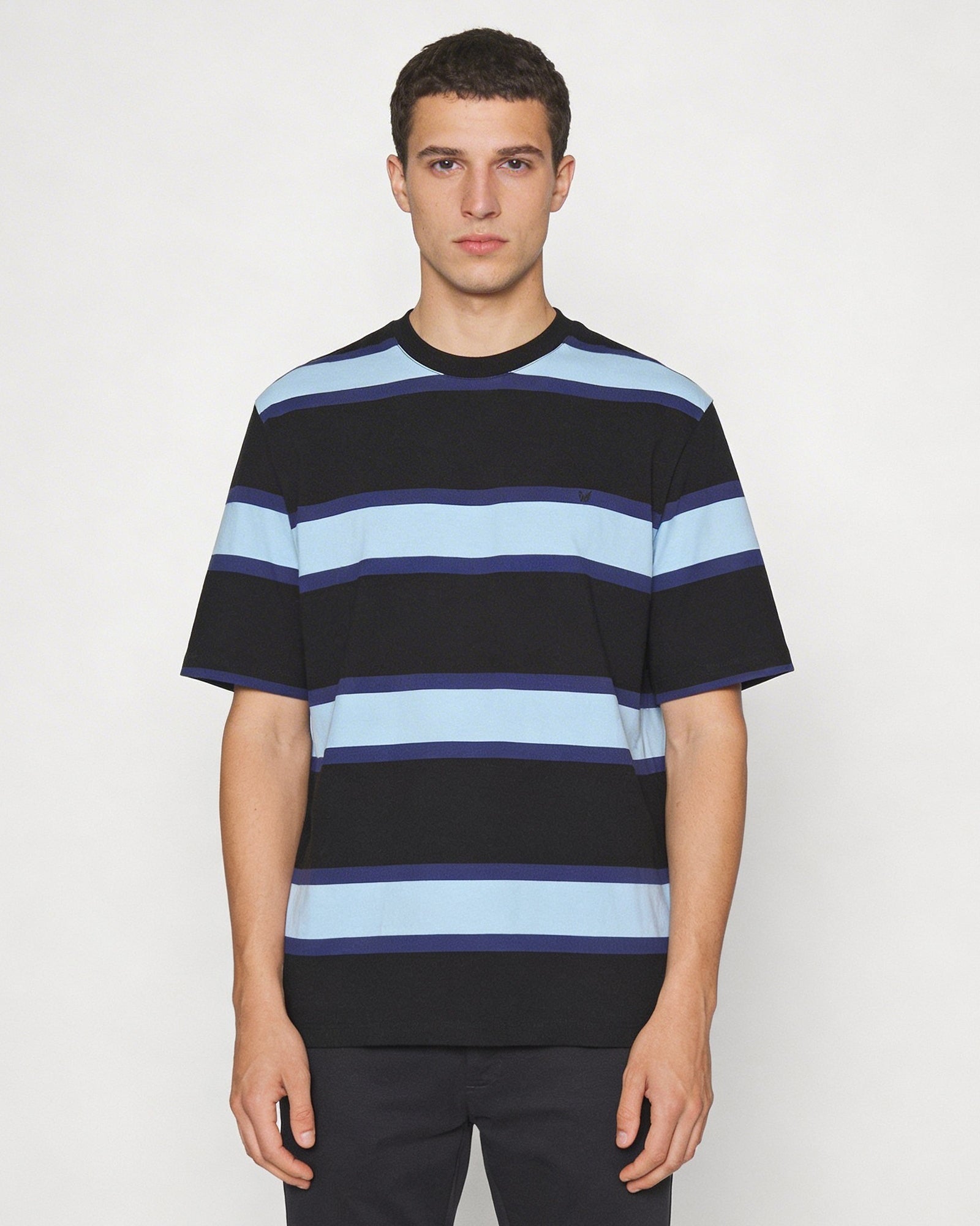 Black Crew Neck Stripe T-Shirt - Morris