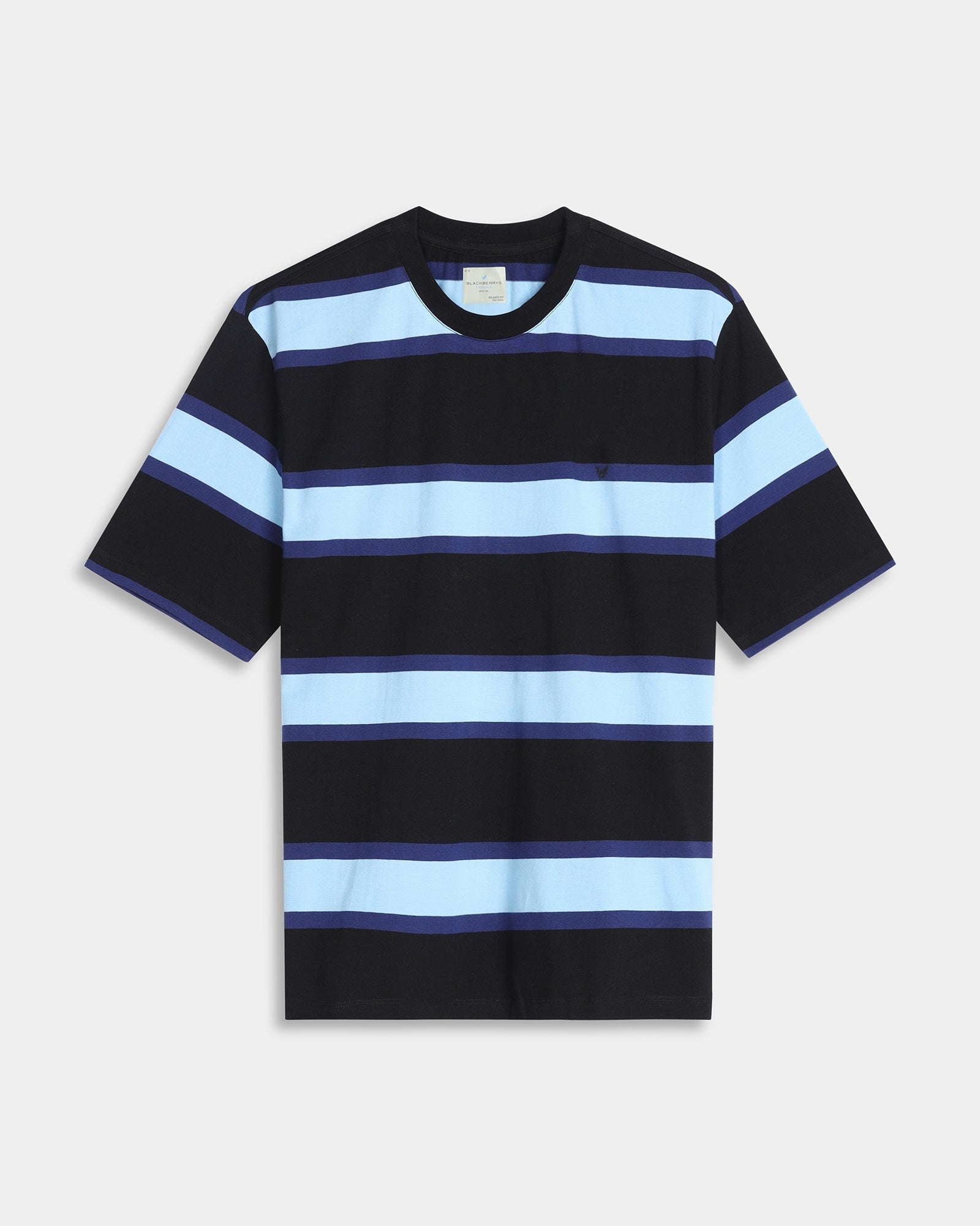 Black Crew Neck Stripe T-Shirt - Morris