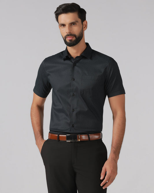 Black Half Sleeve Non Iron Printed Shirt - Radiant