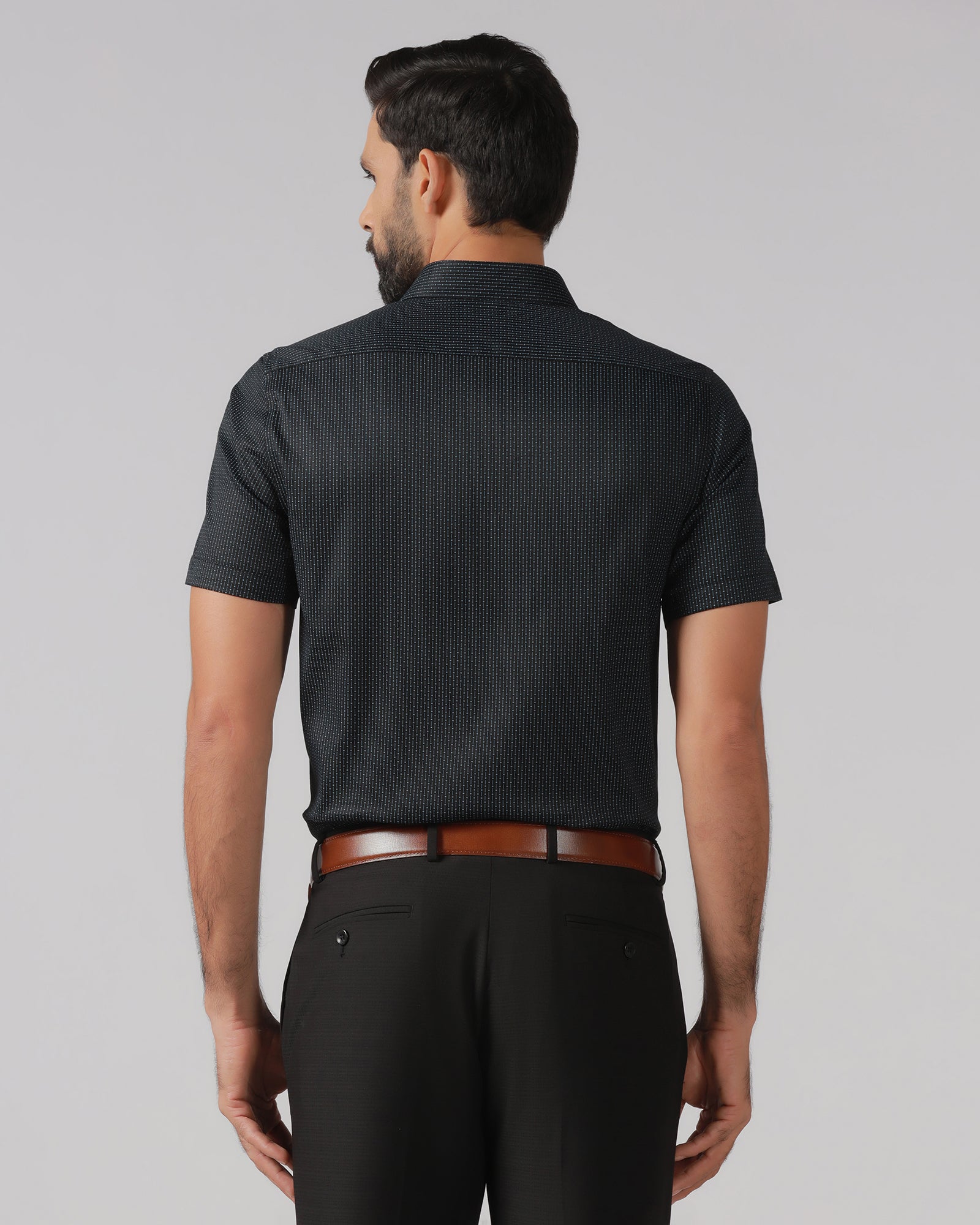 Black Half Sleeve Non Iron Printed Shirt - Radiant