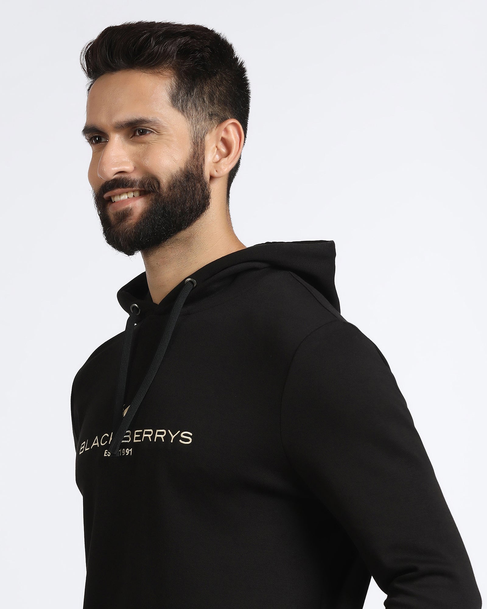 Black Hoodie Solid Sweatshirt - Yen