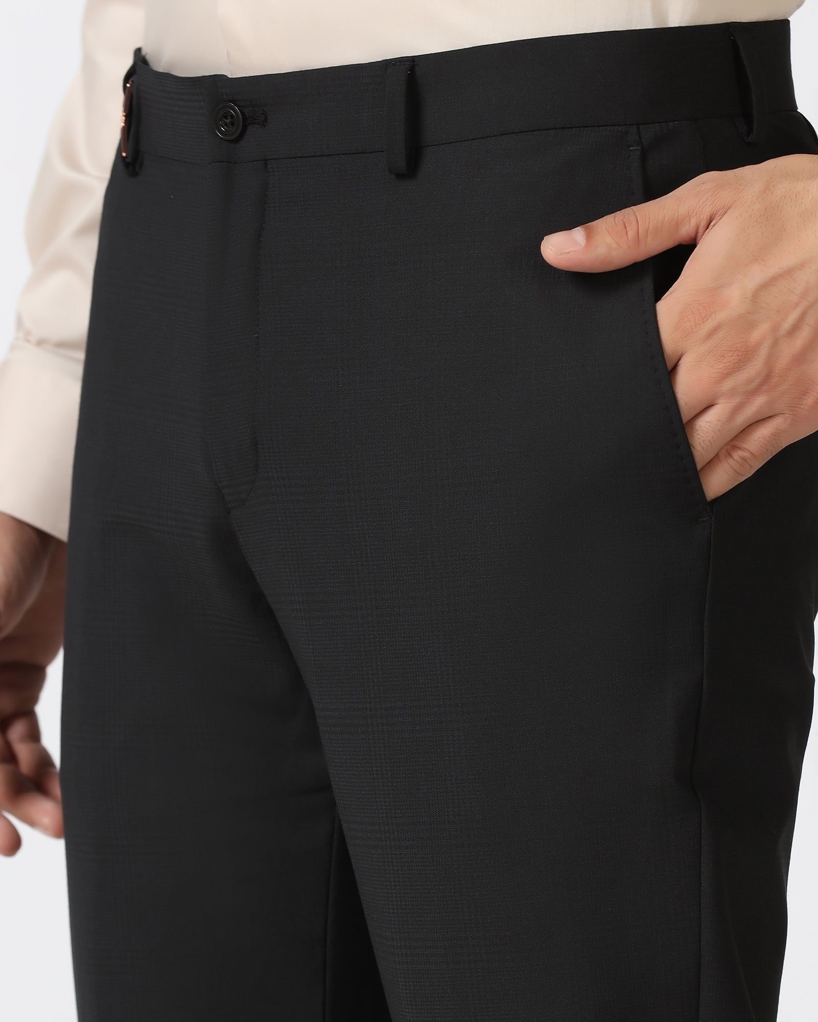 Black Luxe Check Trouser - Portwine