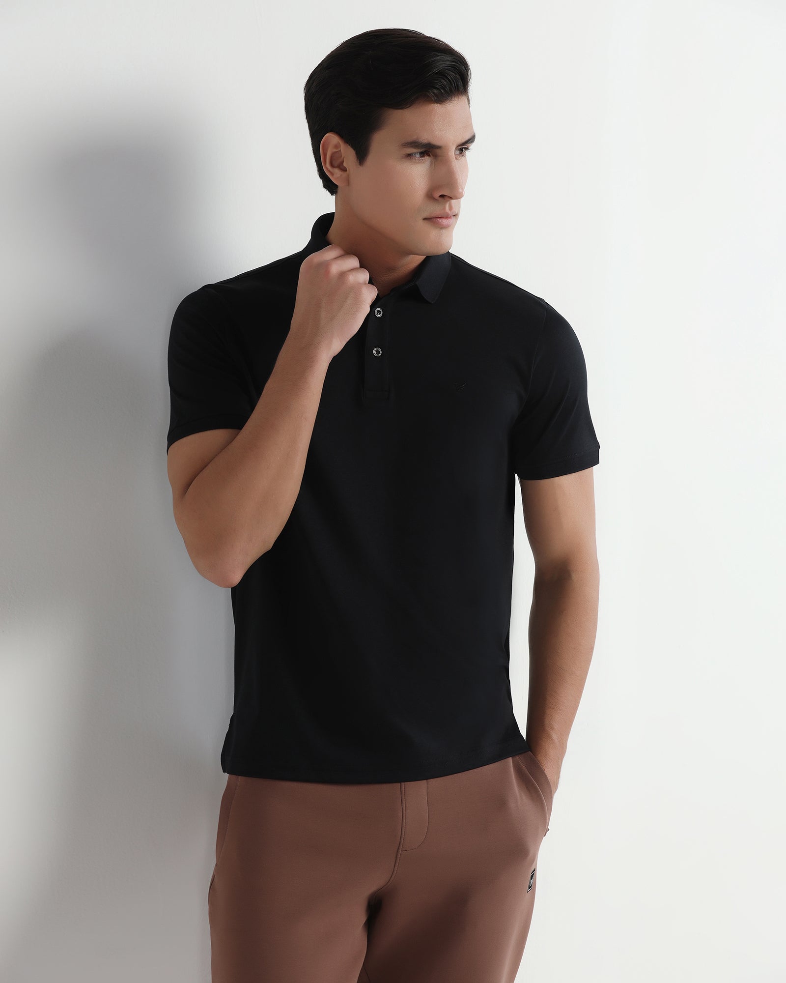 Black Luxe Solid Polo - Toll