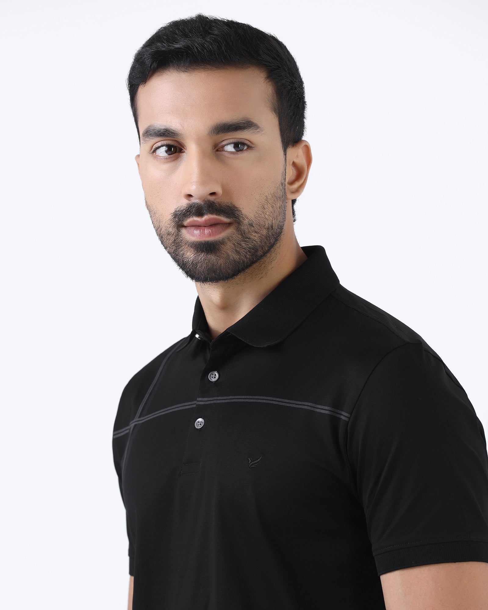 Black Luxe Textured Polo - Rickon