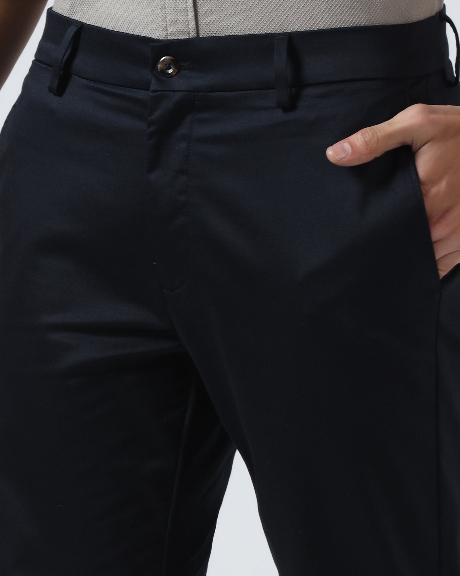 Black Non Iron Solid Khakis - Cypres