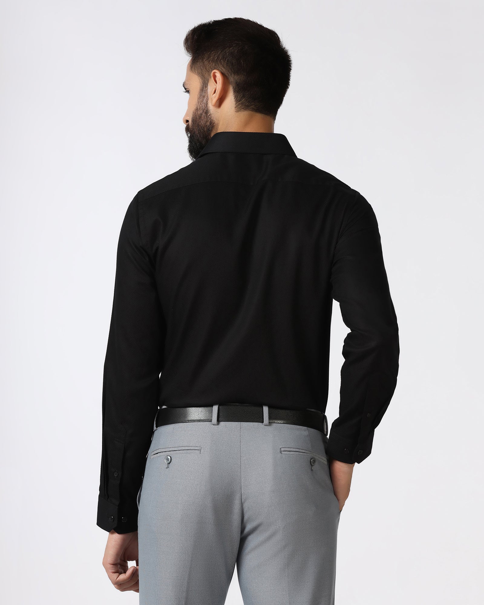 Black Non Iron Textured Shirt - Destine