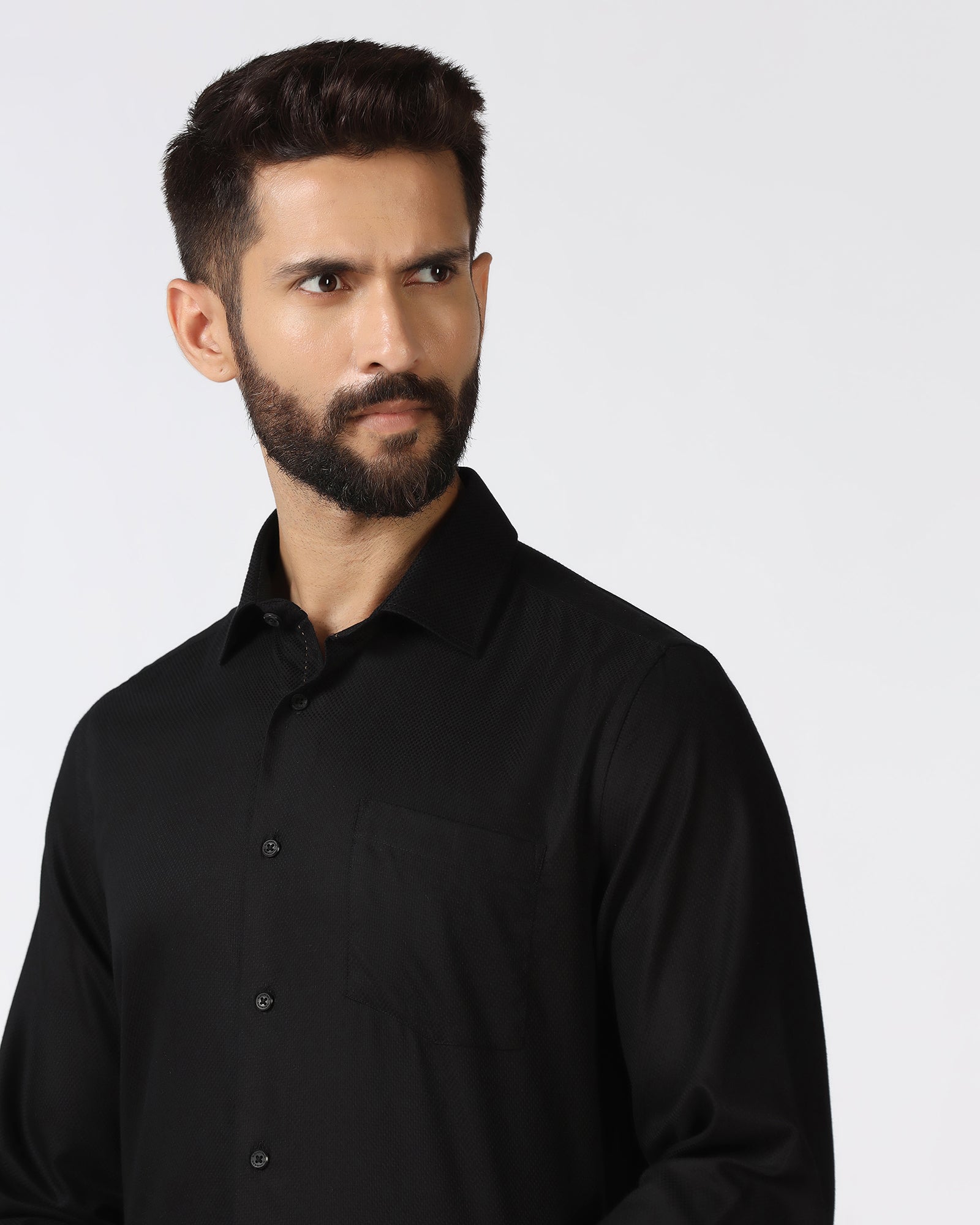 Black Non Iron Textured Shirt - Destine
