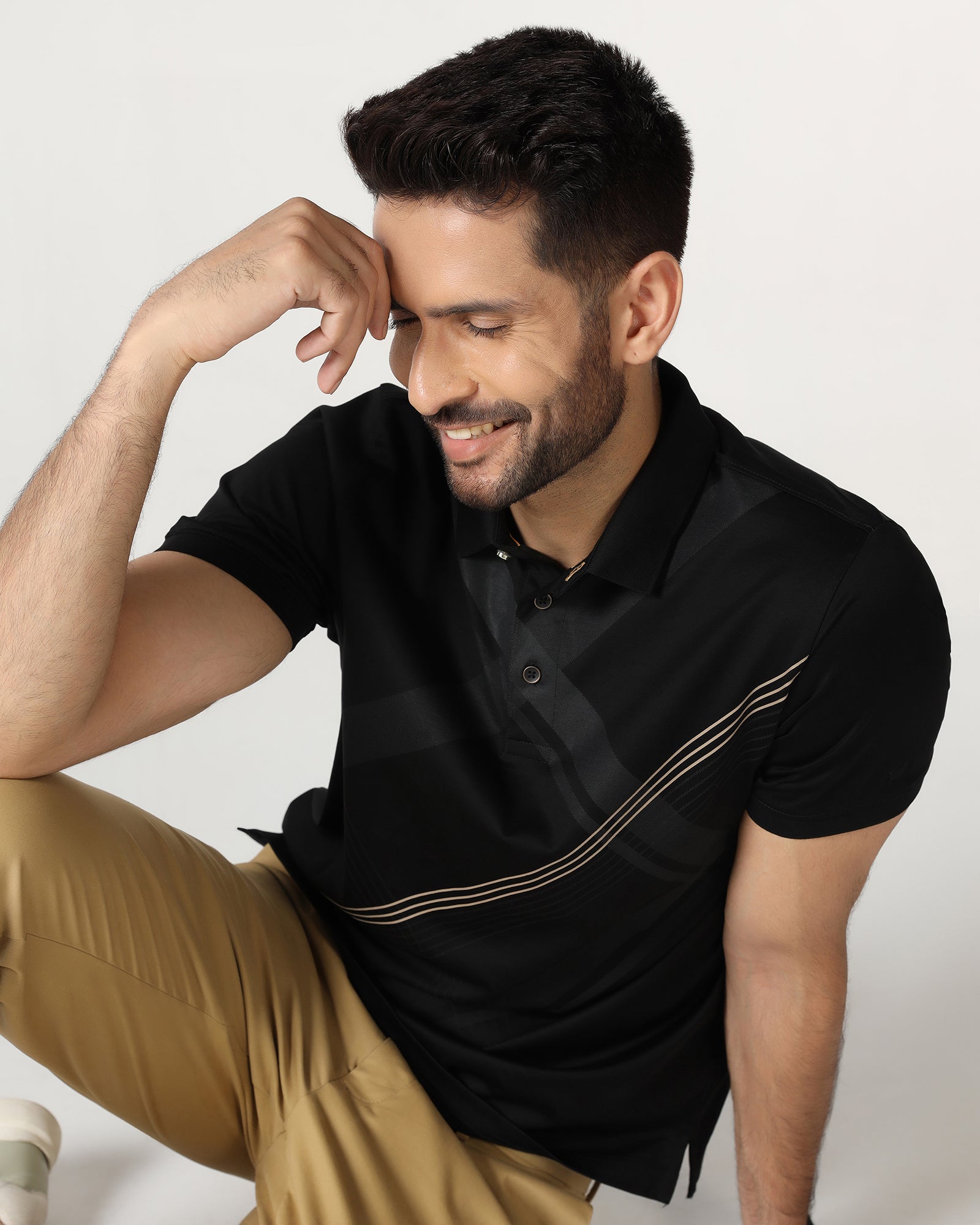 Buy Black Printed Polo Online from Blackberrys