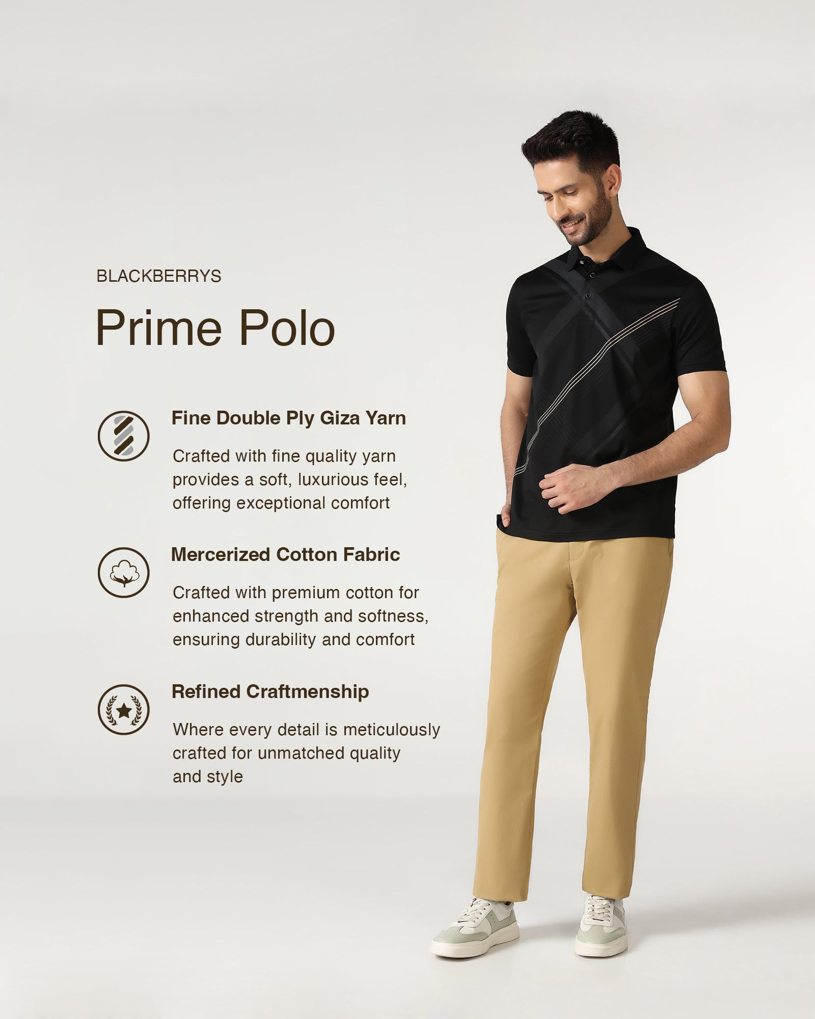 Black Printed Polo - Kenny