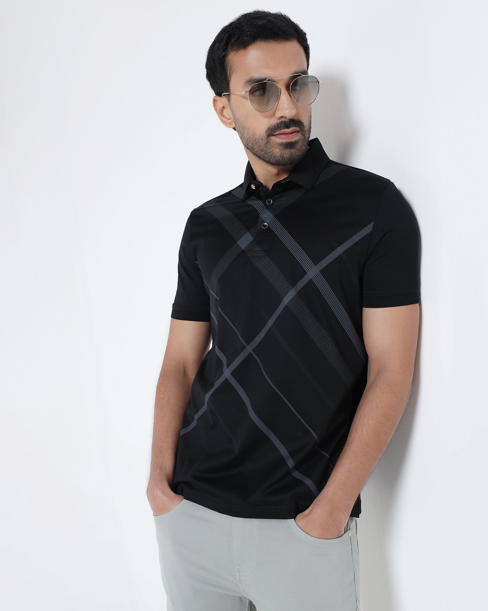Black Printed Polo - Tokyo
