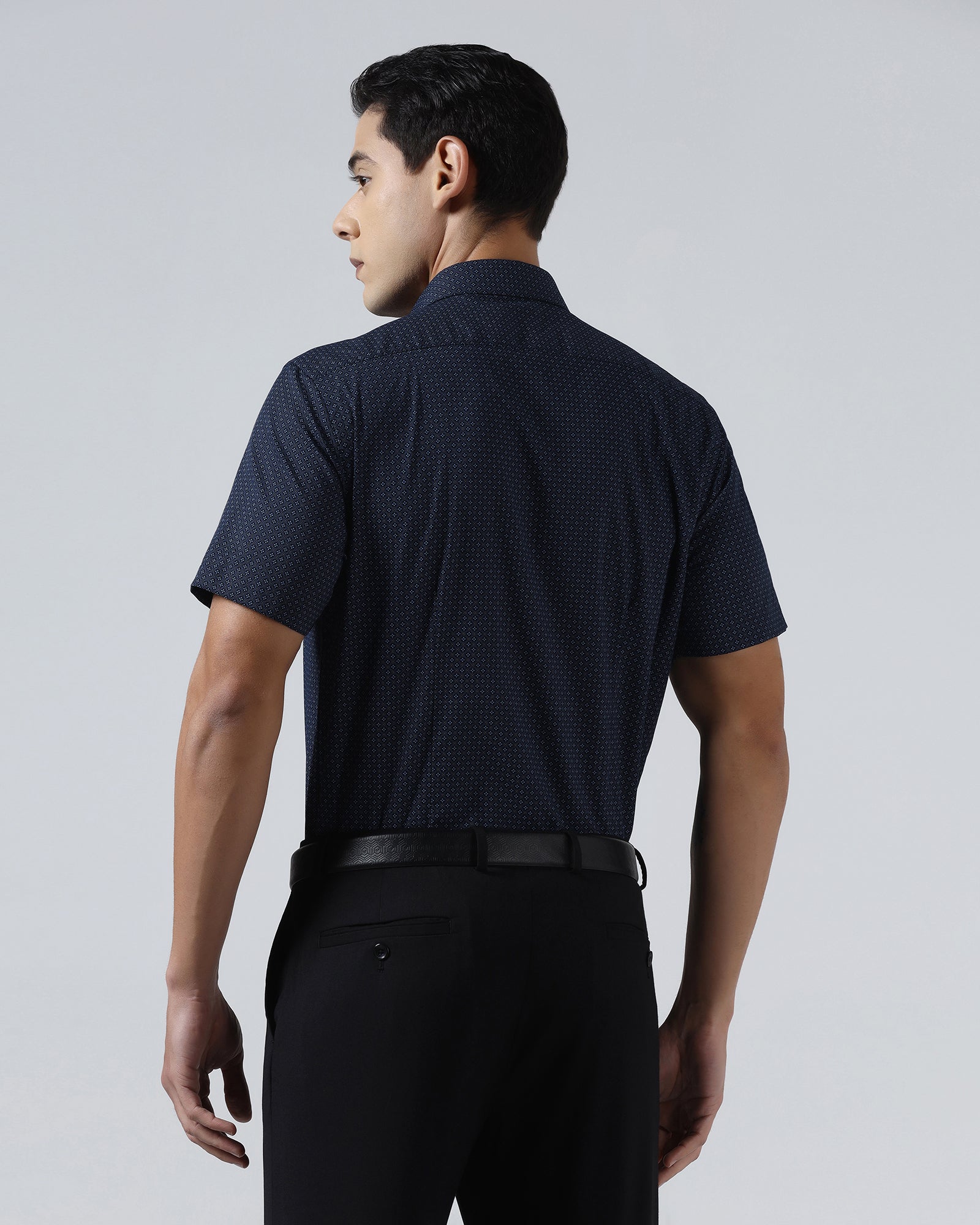 Black Half Sleeve Printed Shirt - Andrew