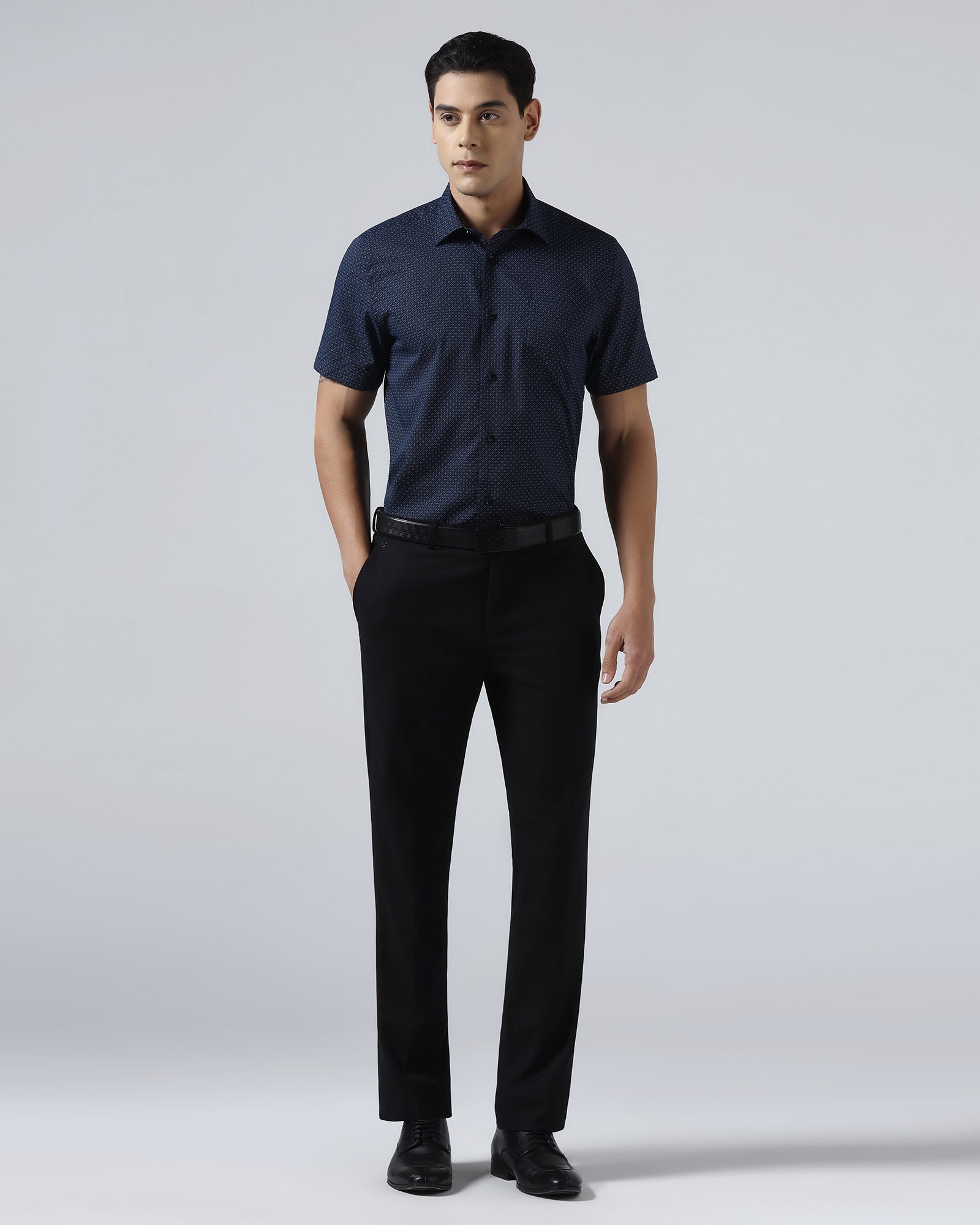 Black Half Sleeve Printed Shirt - Andrew