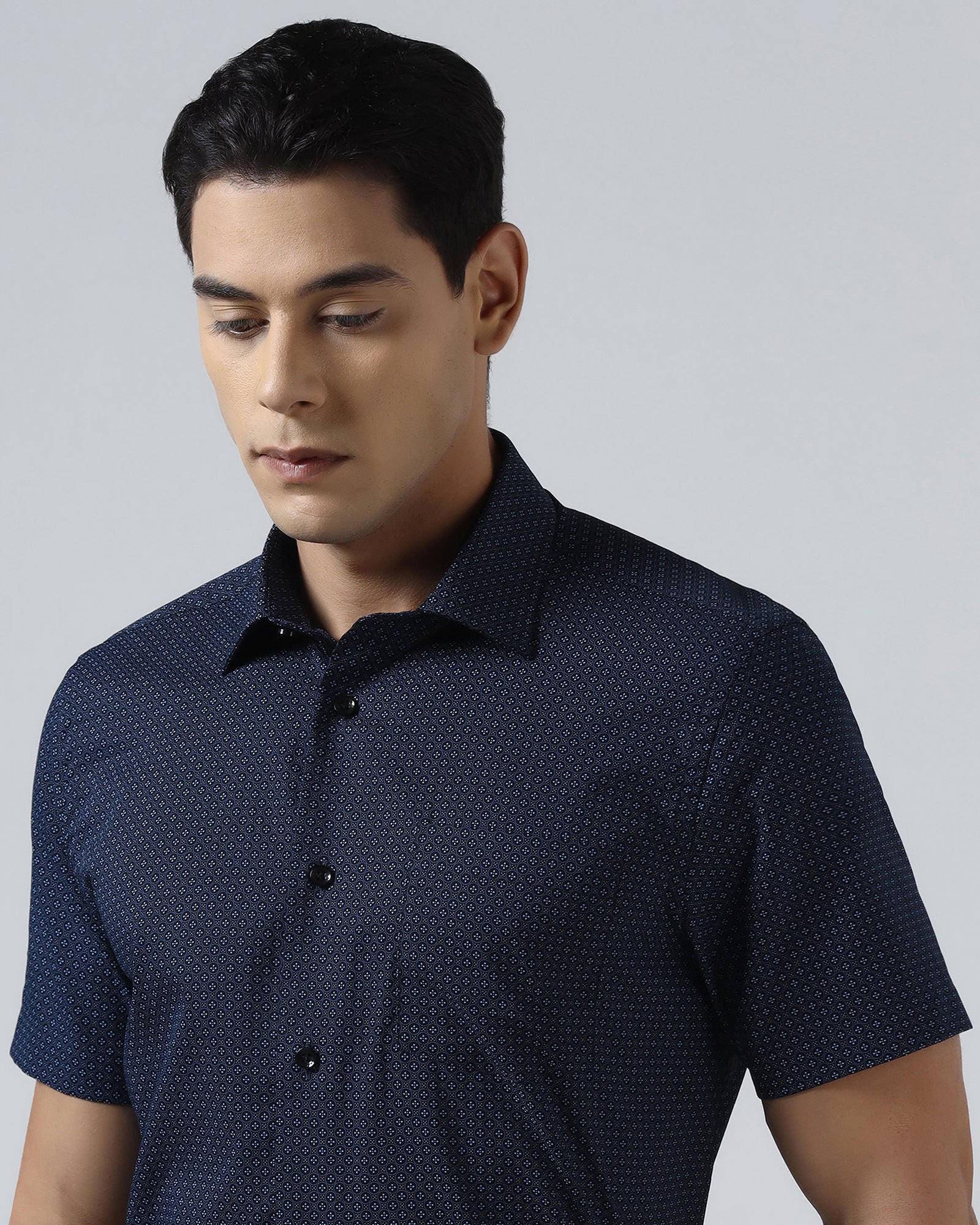 Black Half Sleeve Printed Shirt - Andrew