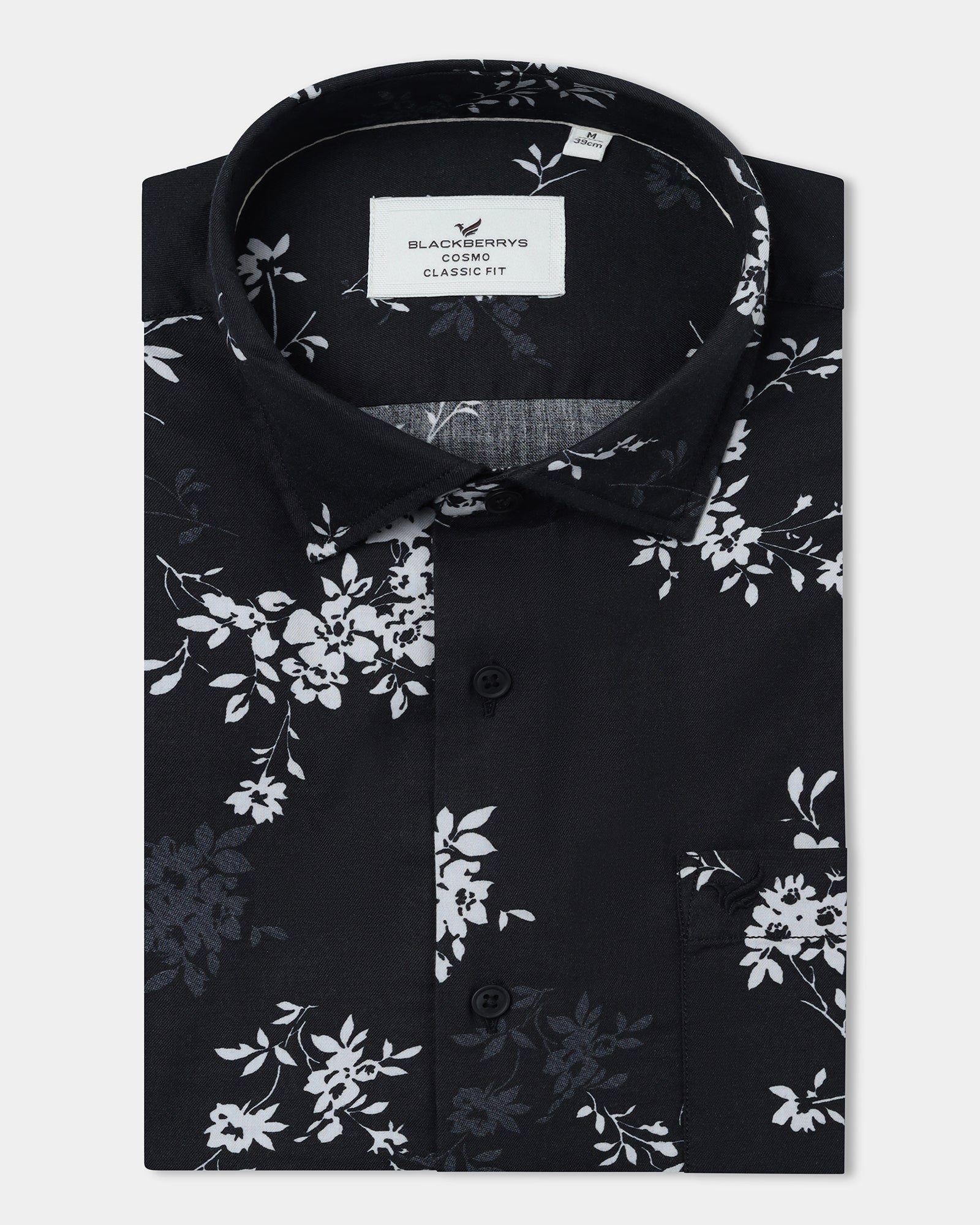 Black Half Sleeve Printed Shirt - Hobson