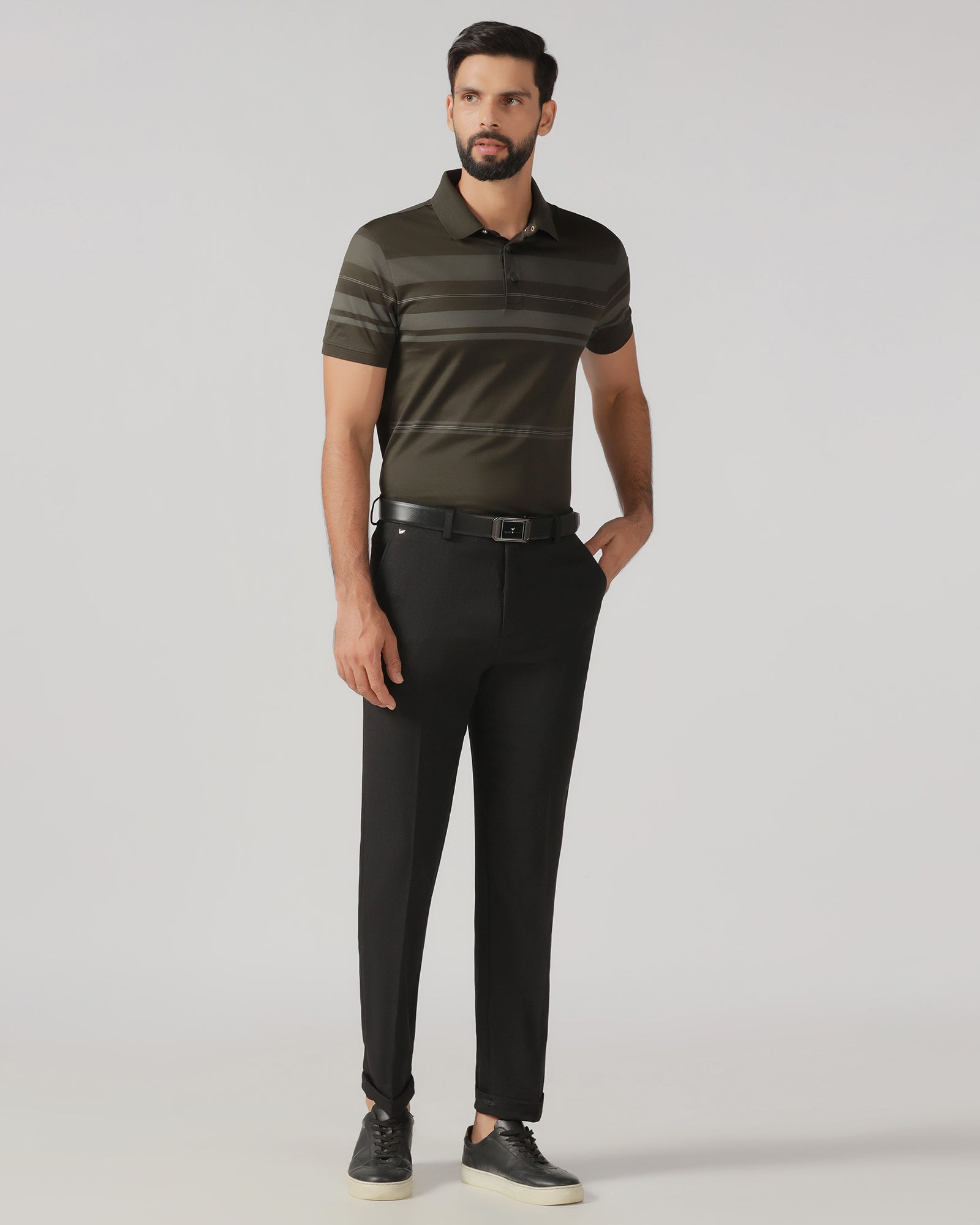 Black Relaxed Fit Textured Trouser - Oaksmith
