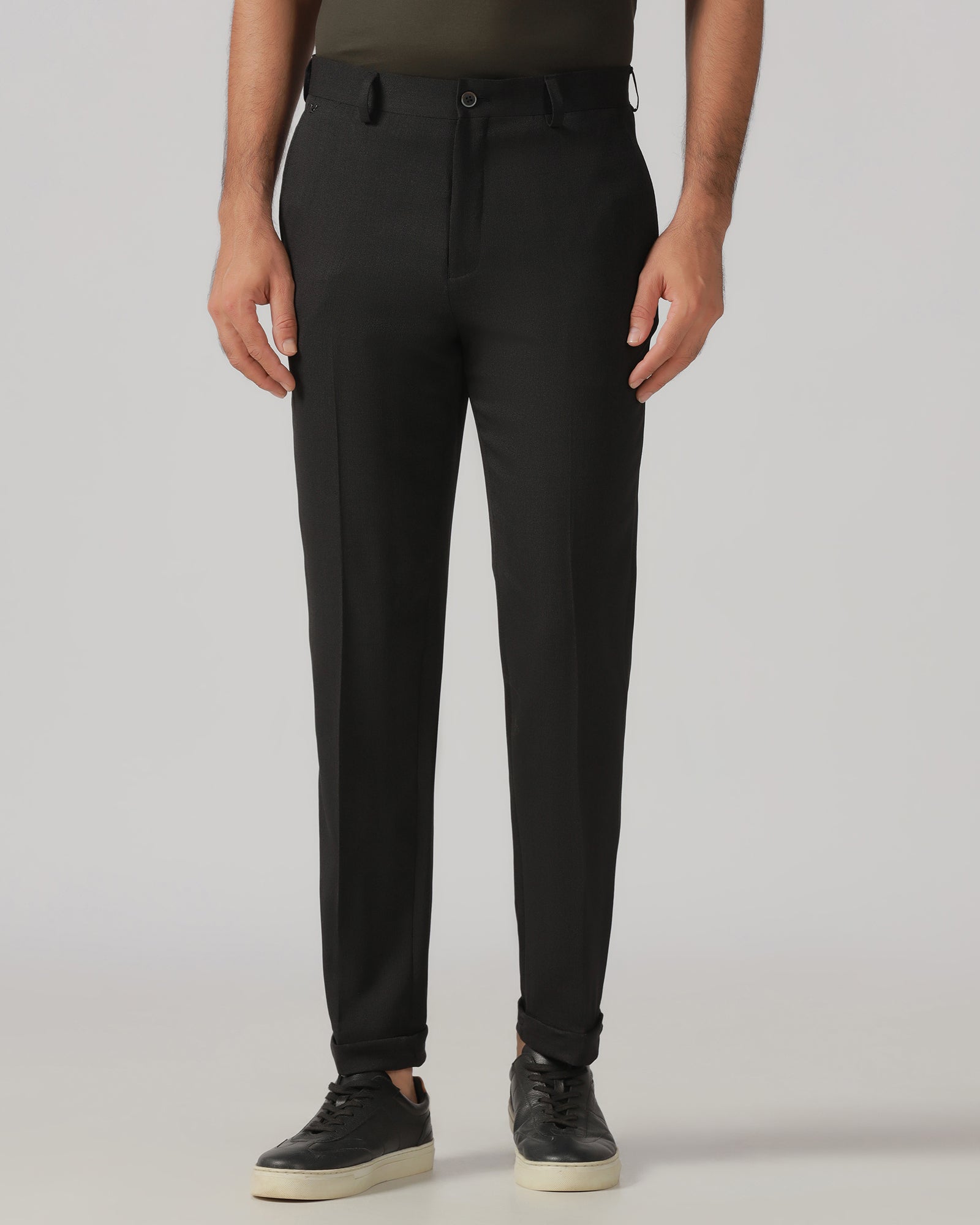 Black Relaxed Fit Textured Trouser - Oaksmith