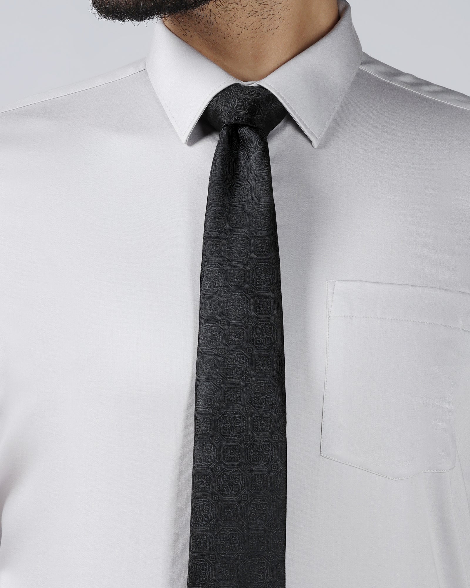 Black Silk Jacquard Tie - Wade
