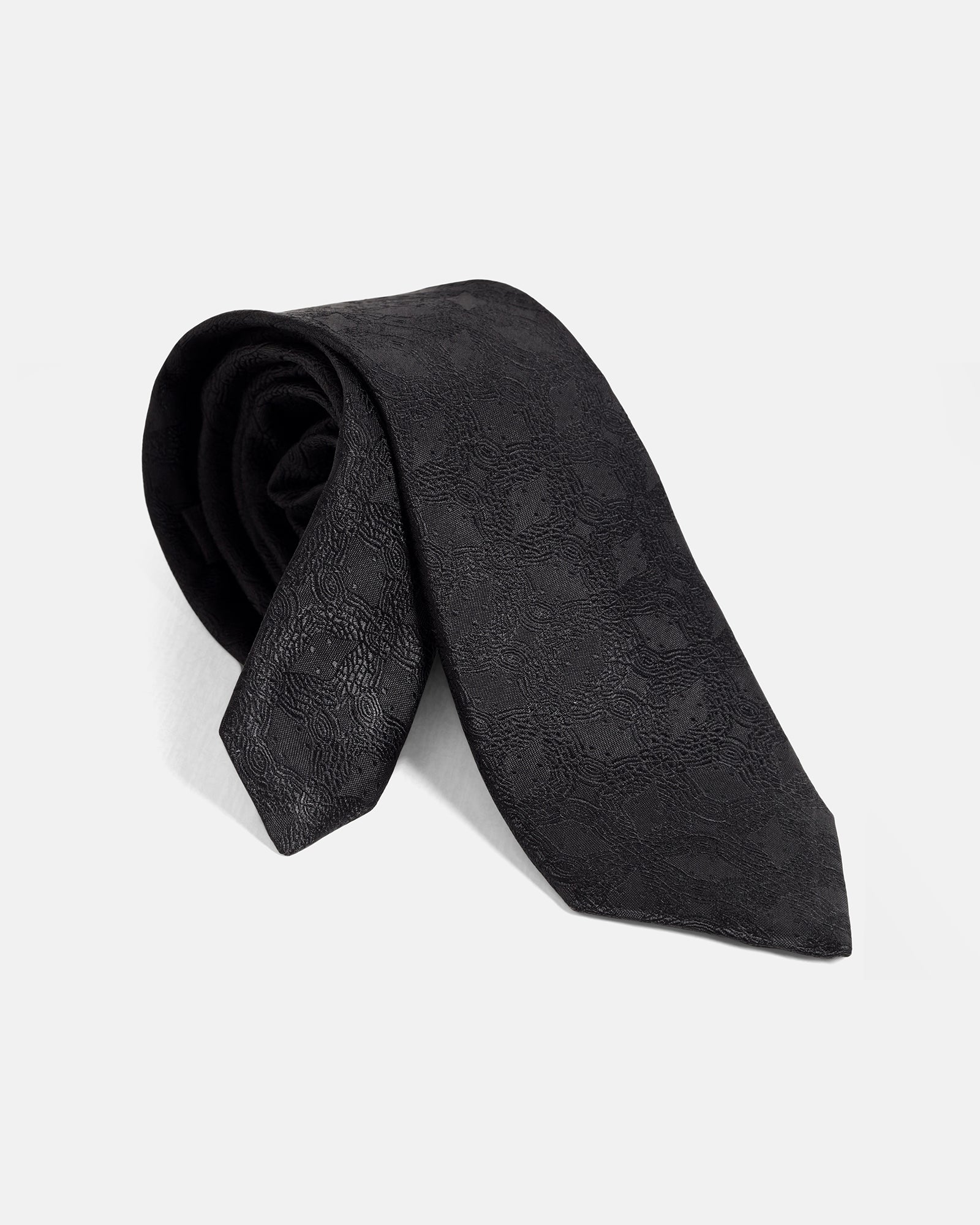 Black Silk Jacquard Tie - Wade