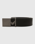 Leather Black Solid Belt - White
