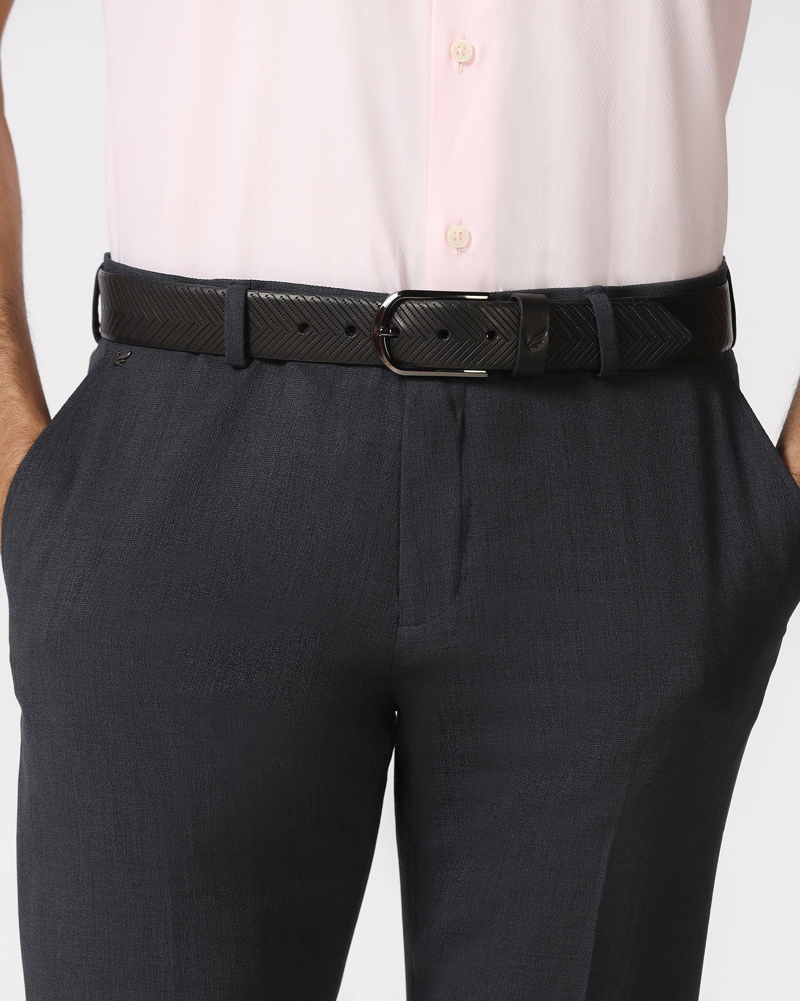 Leather Black Solid Belt - Wiston