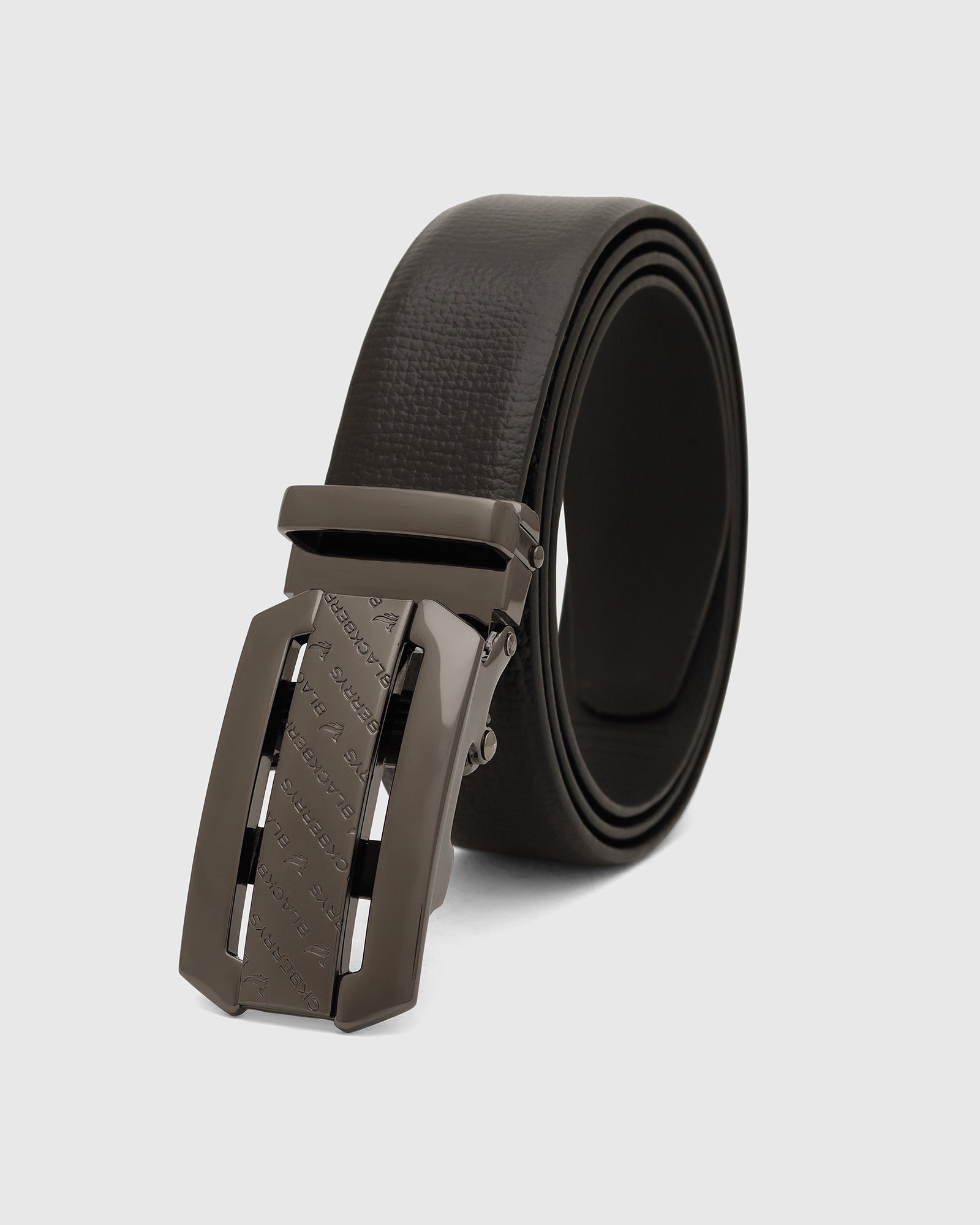 Leather Black Solid Belt - Wolfgang