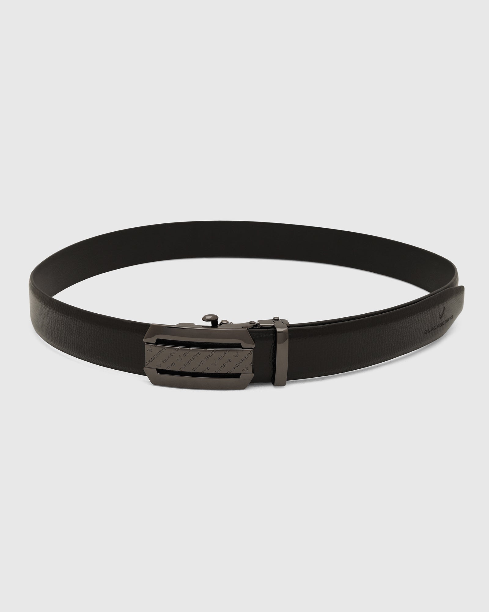 Leather Black Solid Belt - Wolfgang
