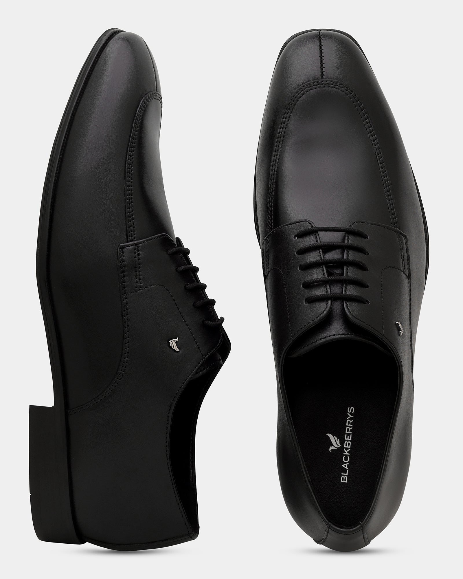 Black Solid Derby Shoes - Vachel
