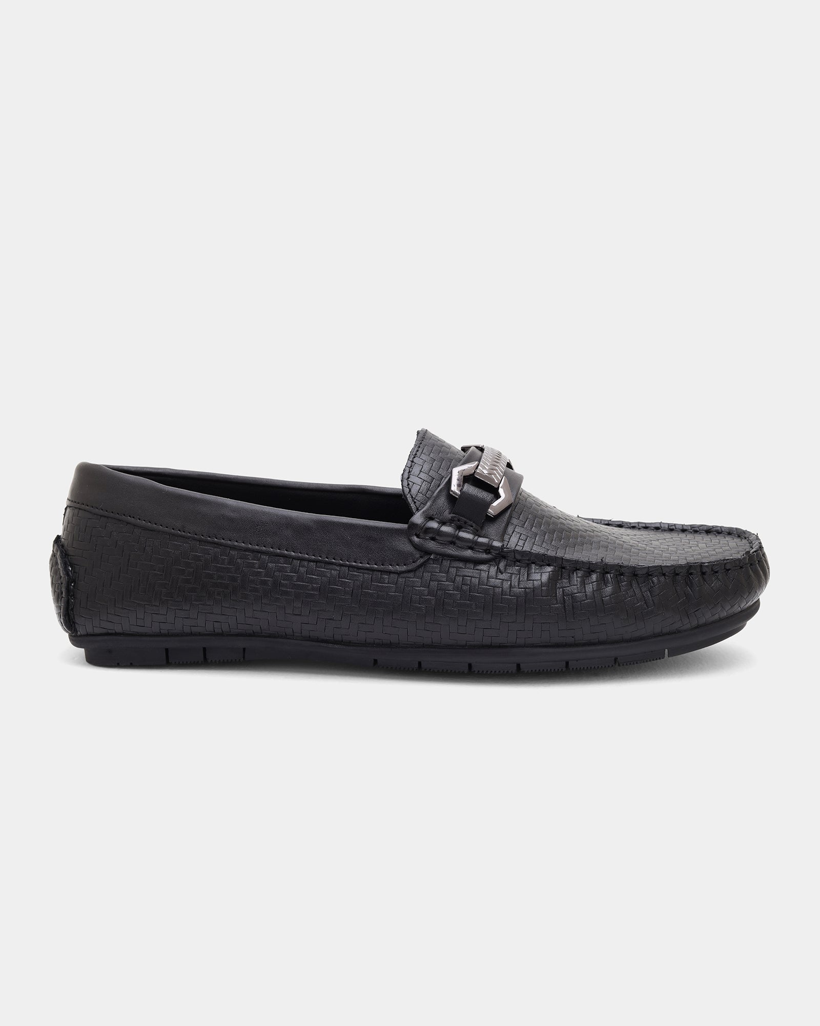 Black Solid Loafers Shoes - Willyy