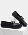 Black Solid Loafers Shoes - Willyy